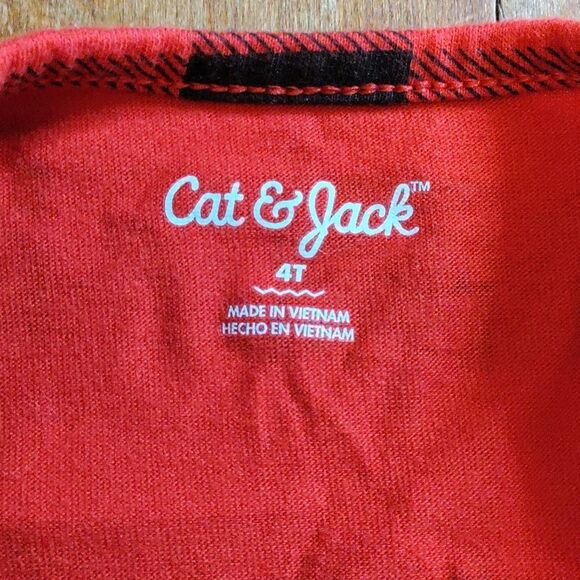 Cat & Jack Dress 4T Red Black Buffalo Plaid Dress Holiday Christmas Cotton - Picture 2 of 5
